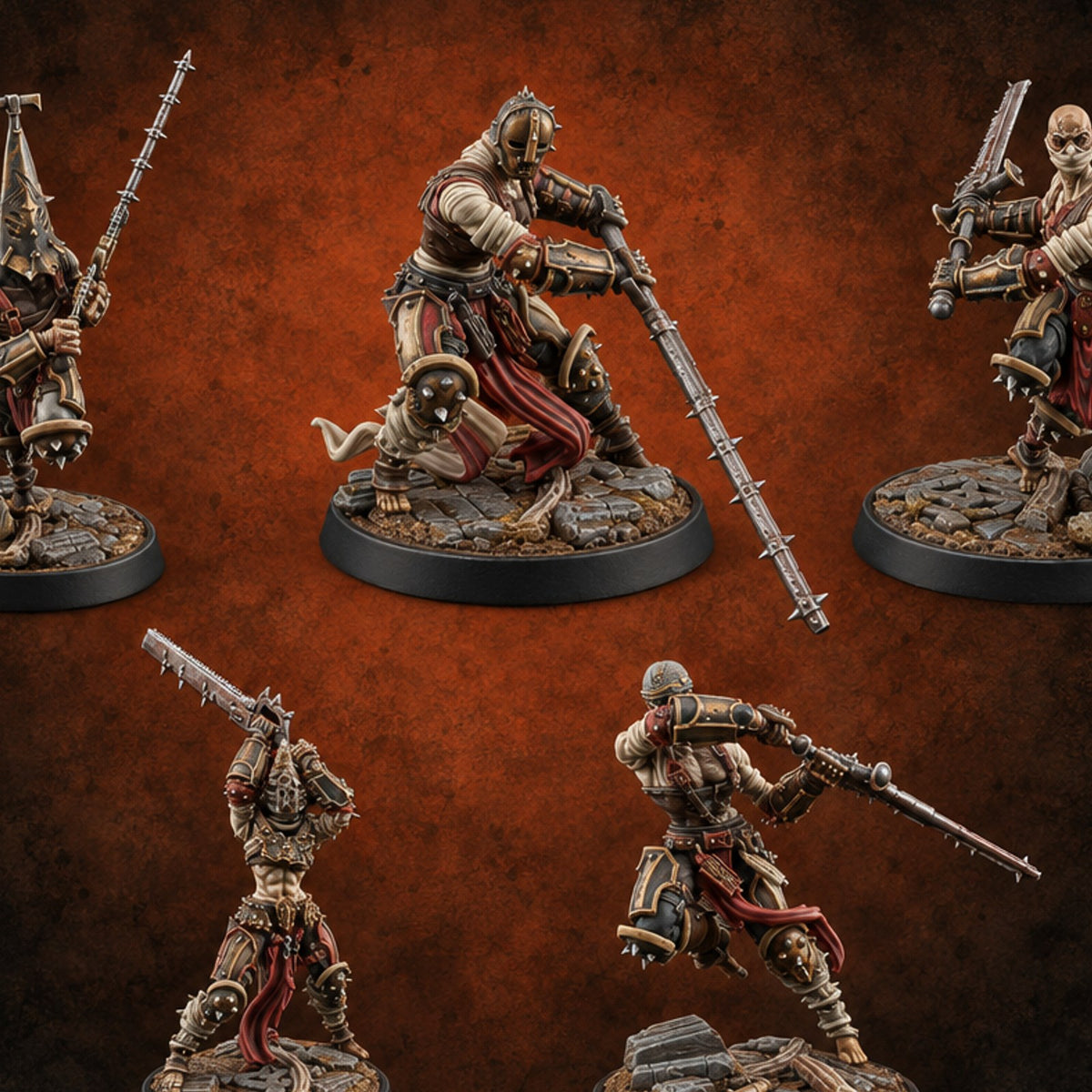 Penitents with Barbed Intent Human Spiked Warriors — painted concept preview (miniature supplied unpainted)
