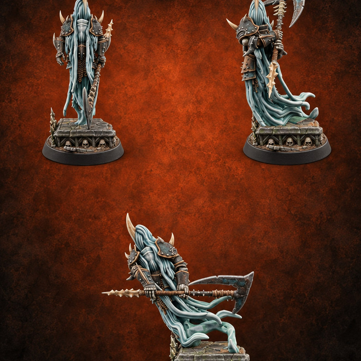Cold Tresses Wraith Scythe Warriors — painted concept preview (miniature supplied unpainted)