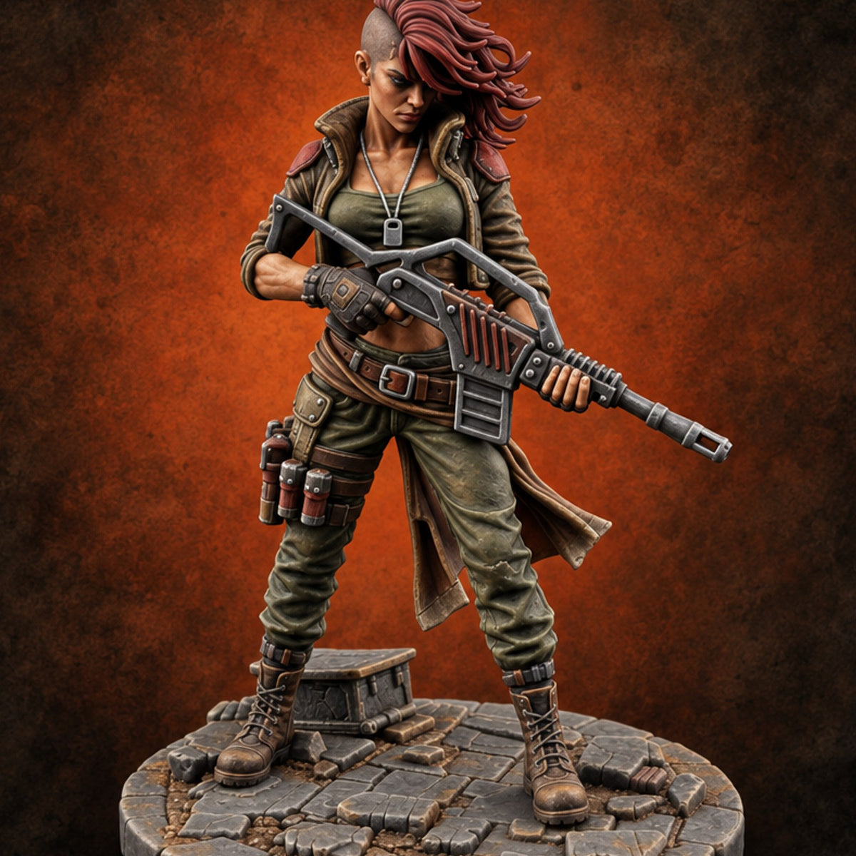 Loaded Barrels Human Mercenary F — painted concept preview (miniature supplied unpainted)