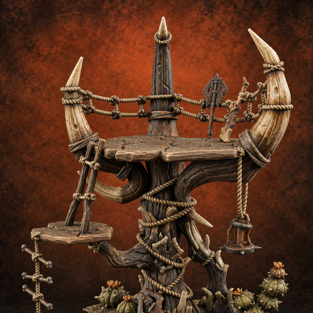 Lashed to Every Horn Horn-Spired Lookout C — painted concept preview (terrain supplied unpainted)