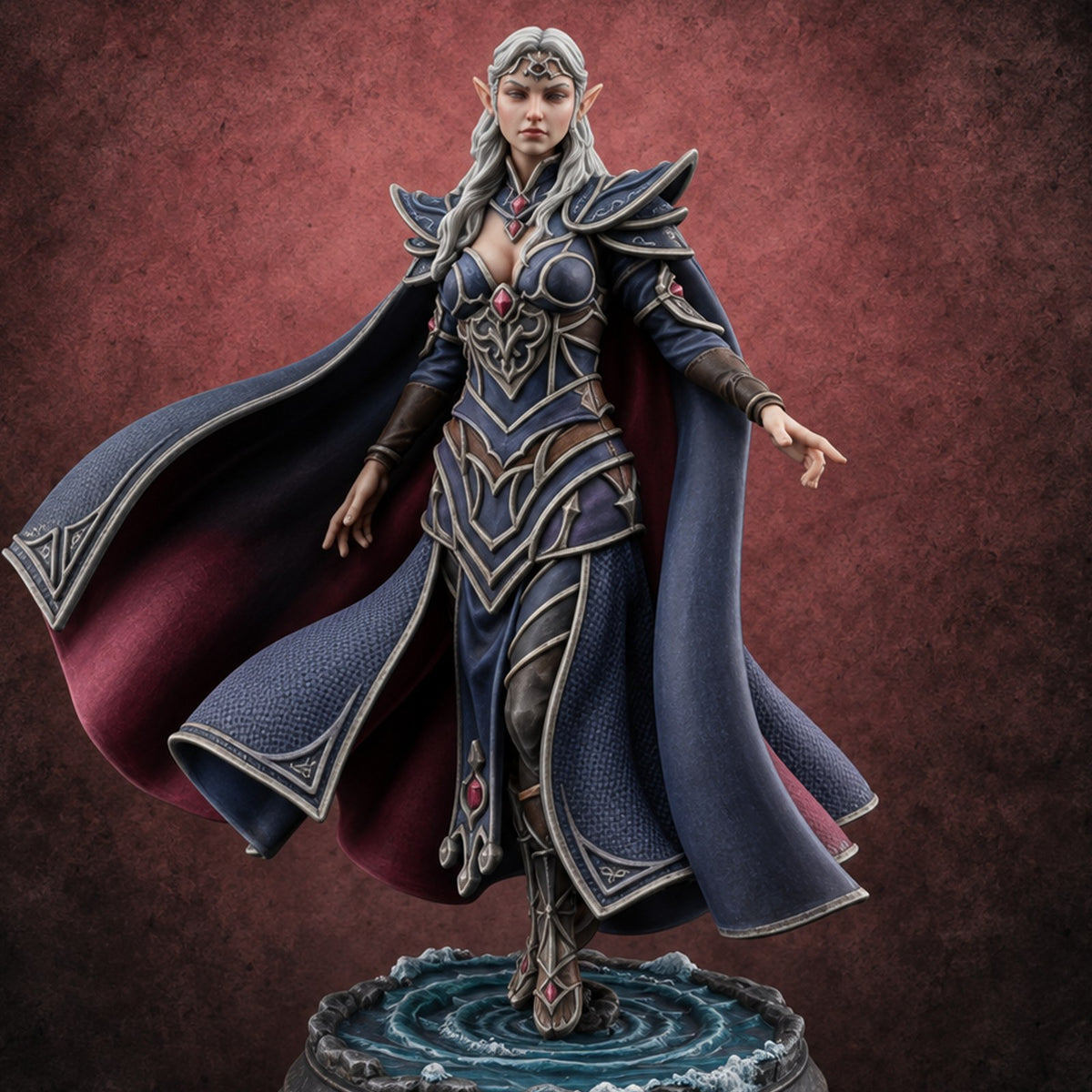 Moonless Above, Tides Below Elf Moon Priestess — painted concept preview (miniature supplied unpainted)
