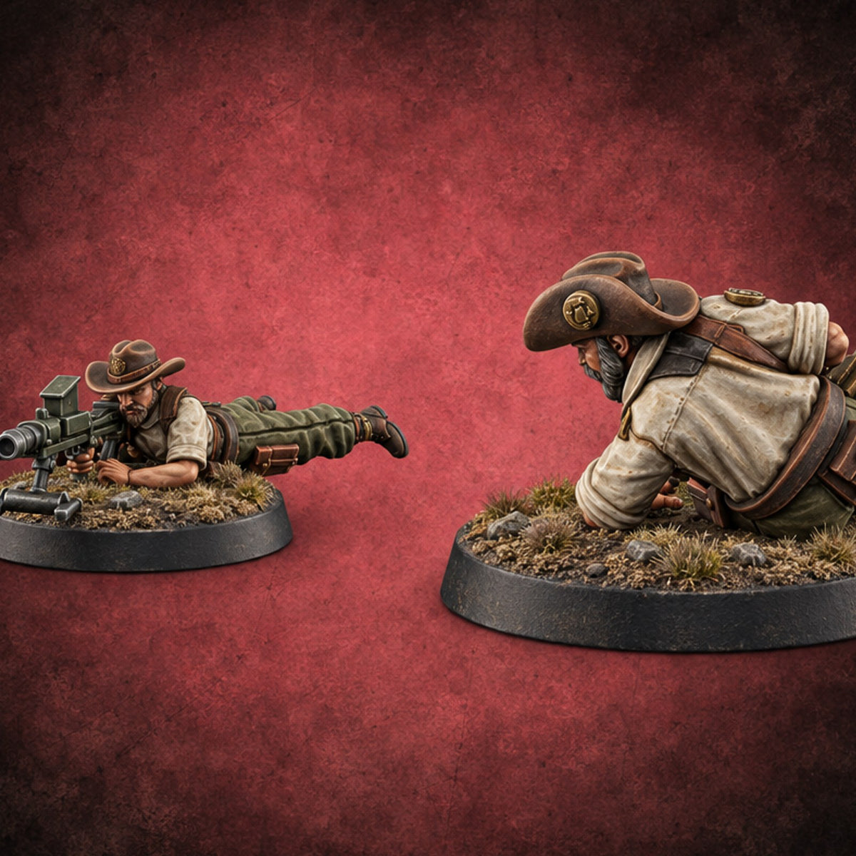 Flat Out, Eyes Down Human Prone Anti-Tank Rifle Team — painted concept preview (miniature supplied unpainted)