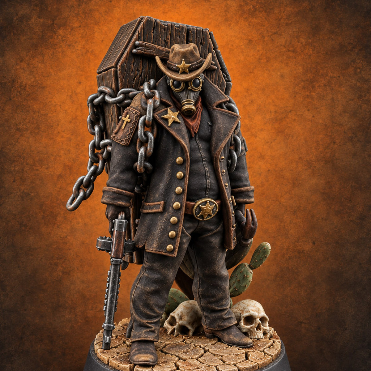 Carrying His Own Coffin Human Sheriff Miniature for Dungeons and Dragons, Pathfinder or other TTRPGs