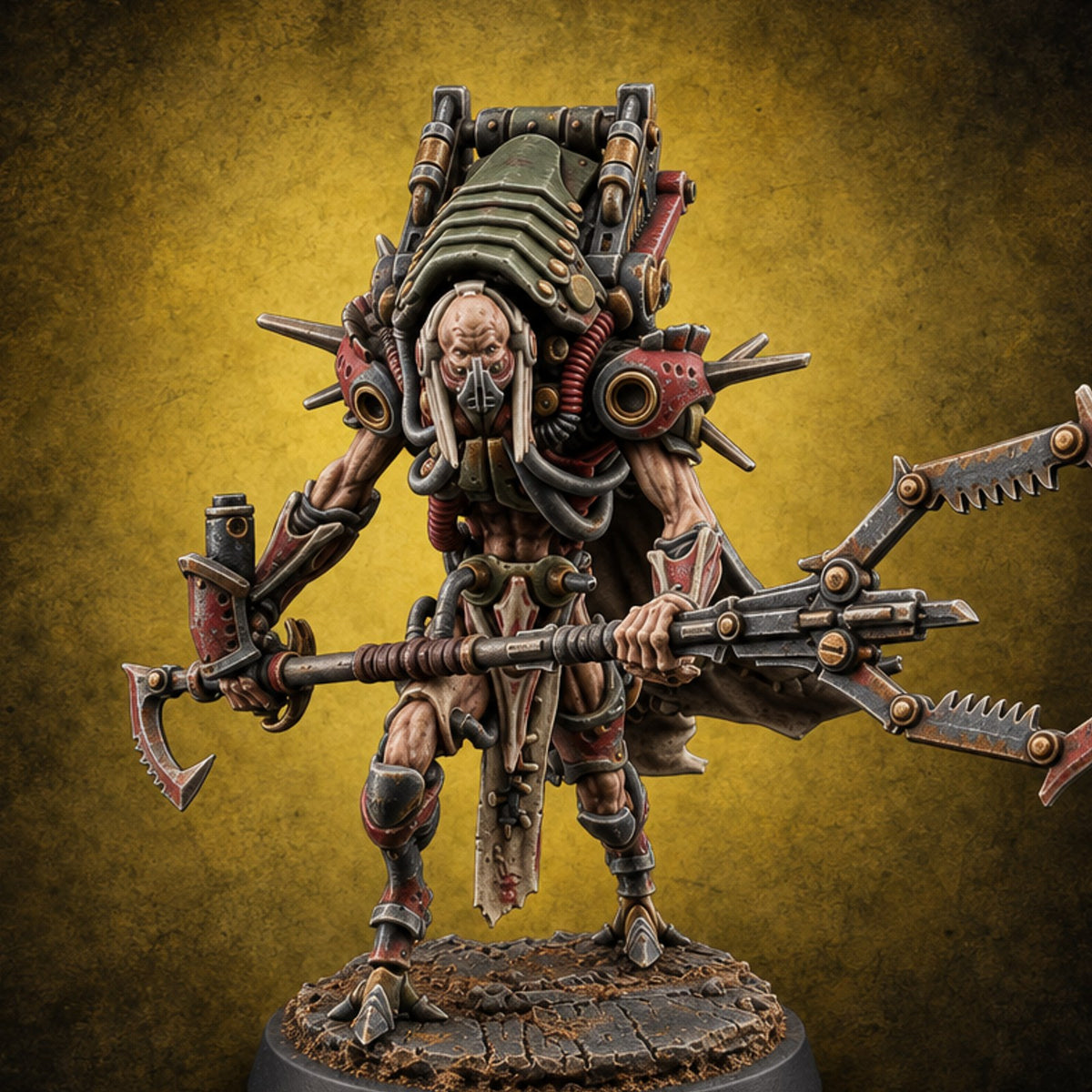 Reduce, Reuse, Reap Human Biomechanical Pincer Warrior — painted concept preview (miniature supplied unpainted)