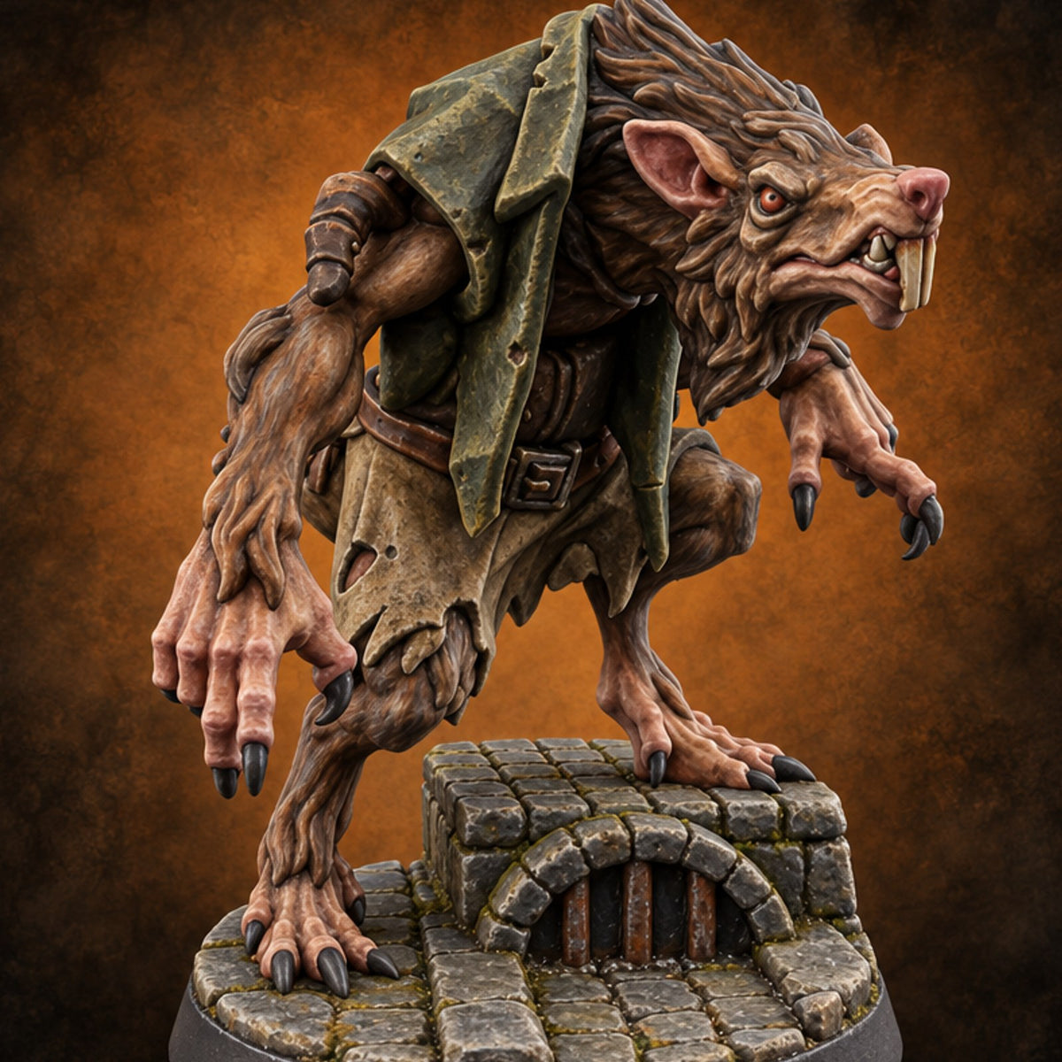 Gutter Court Musters Ratfolk Warrior D — painted concept preview (miniature supplied unpainted)
