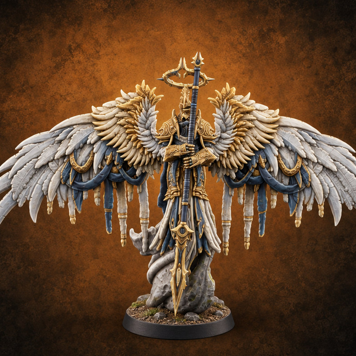 Fall Collection Deva Winged Staff Bearer A — painted concept preview (miniature supplied unpainted)