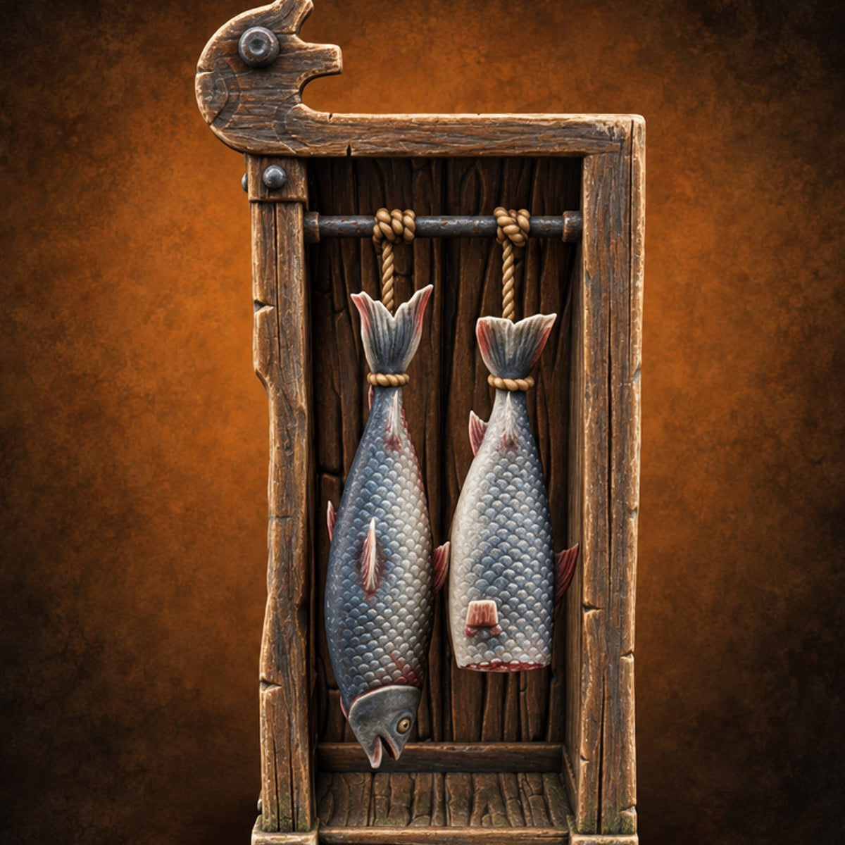 Gutted by Noon, Gone by Dusk Wooden Fish Seller Market Piece C — painted concept preview (terrain supplied unpainted)