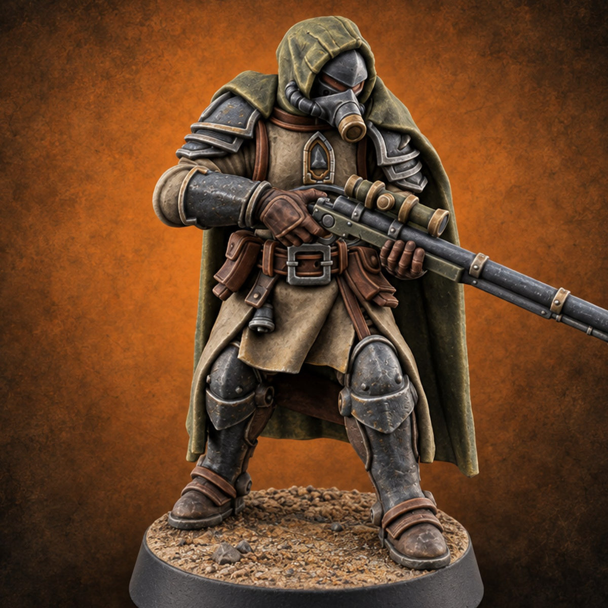 Breathes Easy, Shoots Straighter Human Respirator Rifleman A — painted concept preview (miniature supplied unpainted)