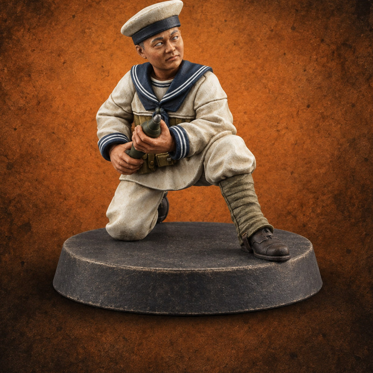Fire for Effect Japanese Naval Heavy Mortar Team E — painted concept preview (miniature supplied unpainted)