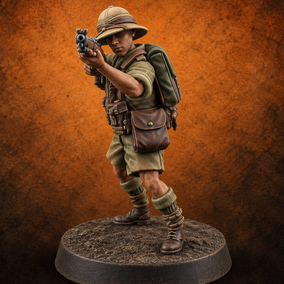 On Jungle Patrol Human Rifleman B — painted concept preview (miniature supplied unpainted)