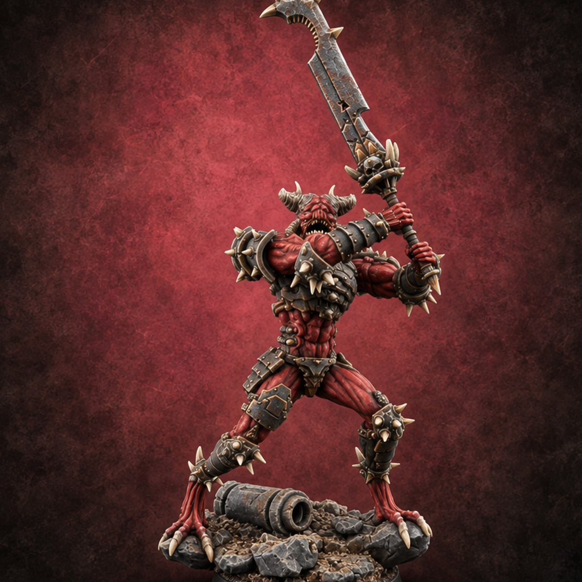 Spikes Fall In, Ranks Form Up Barbed Devil Warrior E — painted concept preview (miniature supplied unpainted)