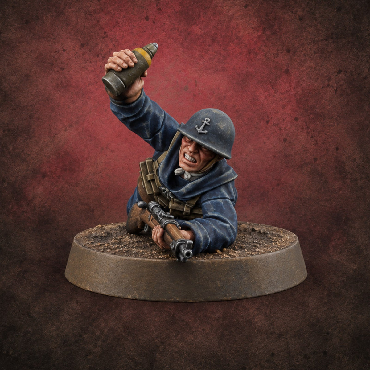 Bombs Away Human Naval Mortar Crewman B — painted concept preview (miniature supplied unpainted)
