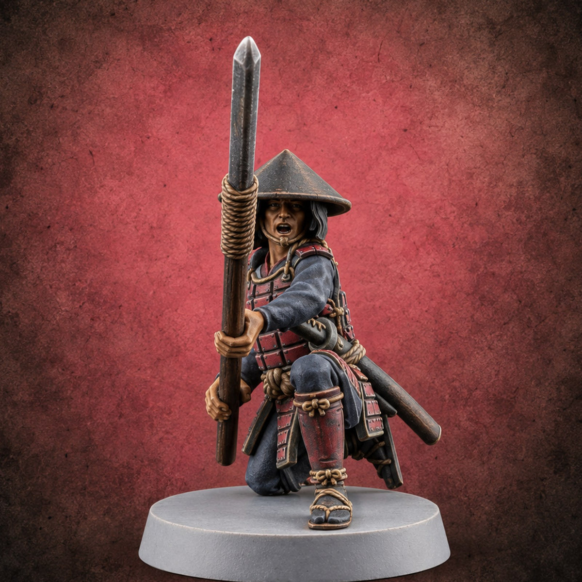 Digging In Human Ashigaru Spearman B — painted concept preview (miniature supplied unpainted)