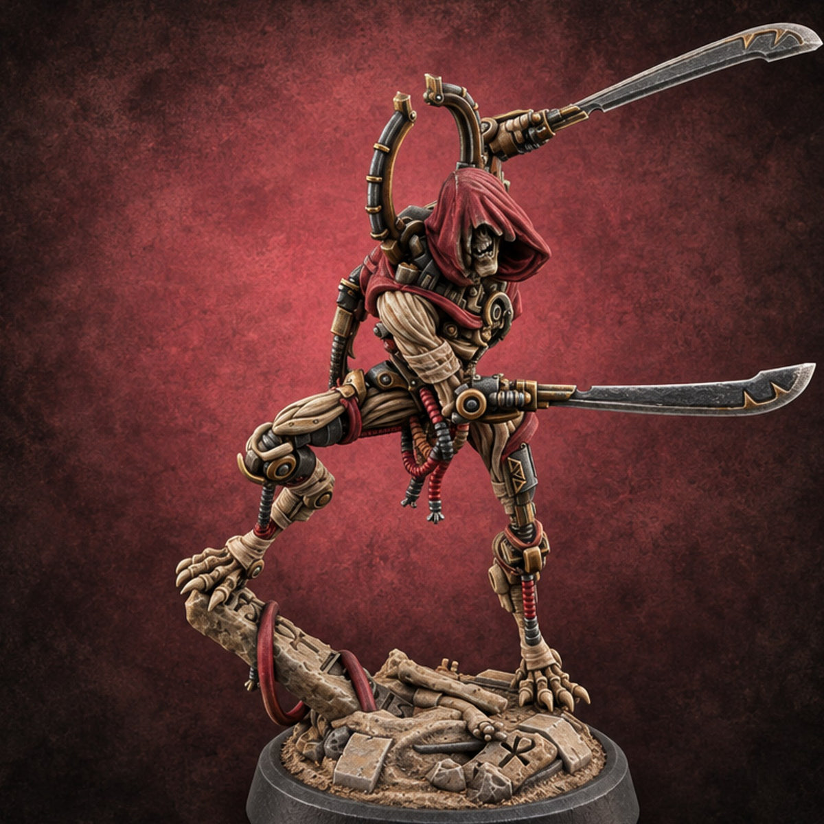 Crescent Crown, Wires Exposed Mummy Cybernetic Blade Warrior B — painted concept preview (miniature supplied unpainted)