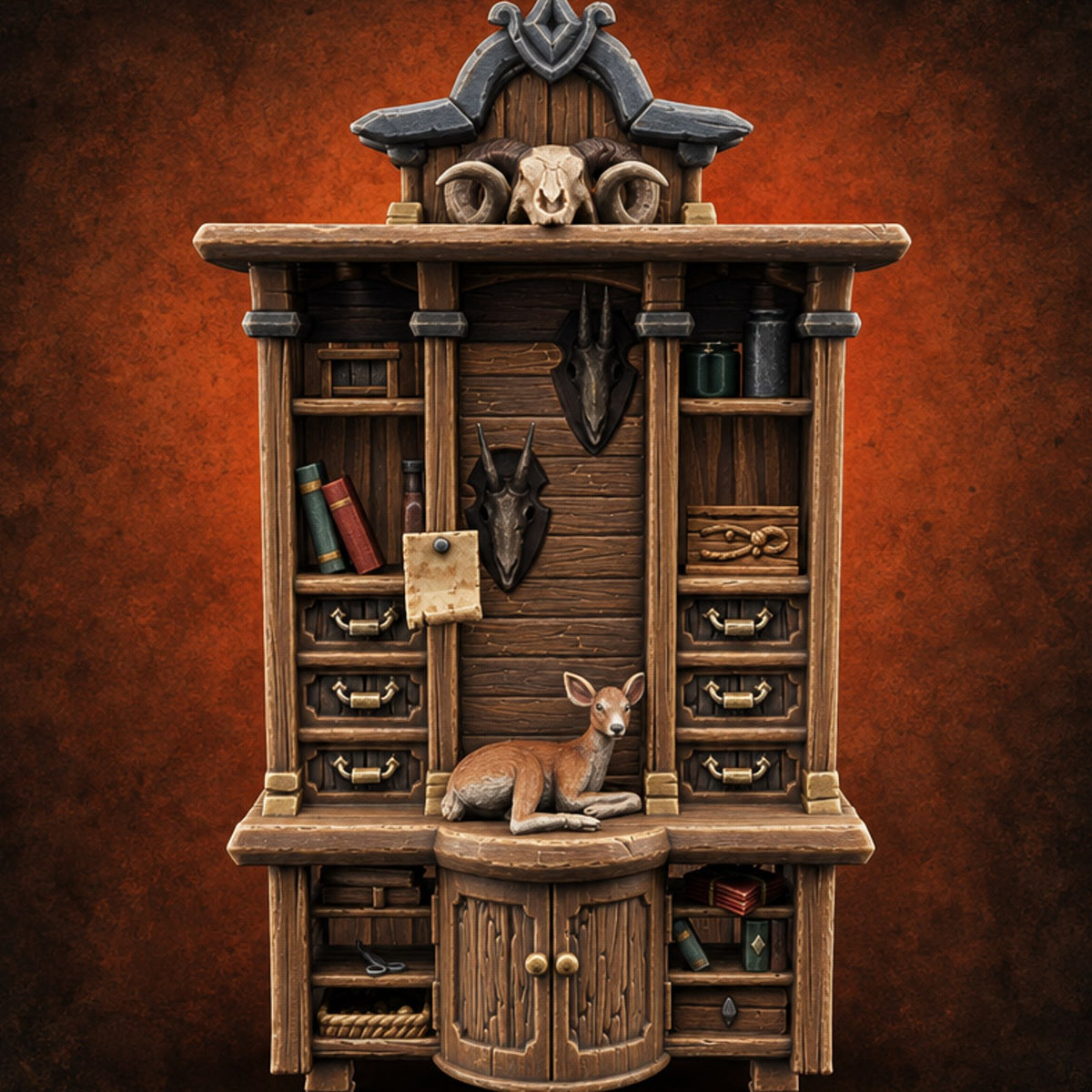 Stuffed Bears Wooden Taxidermist Shop Furniture A — painted concept preview (terrain supplied unpainted)