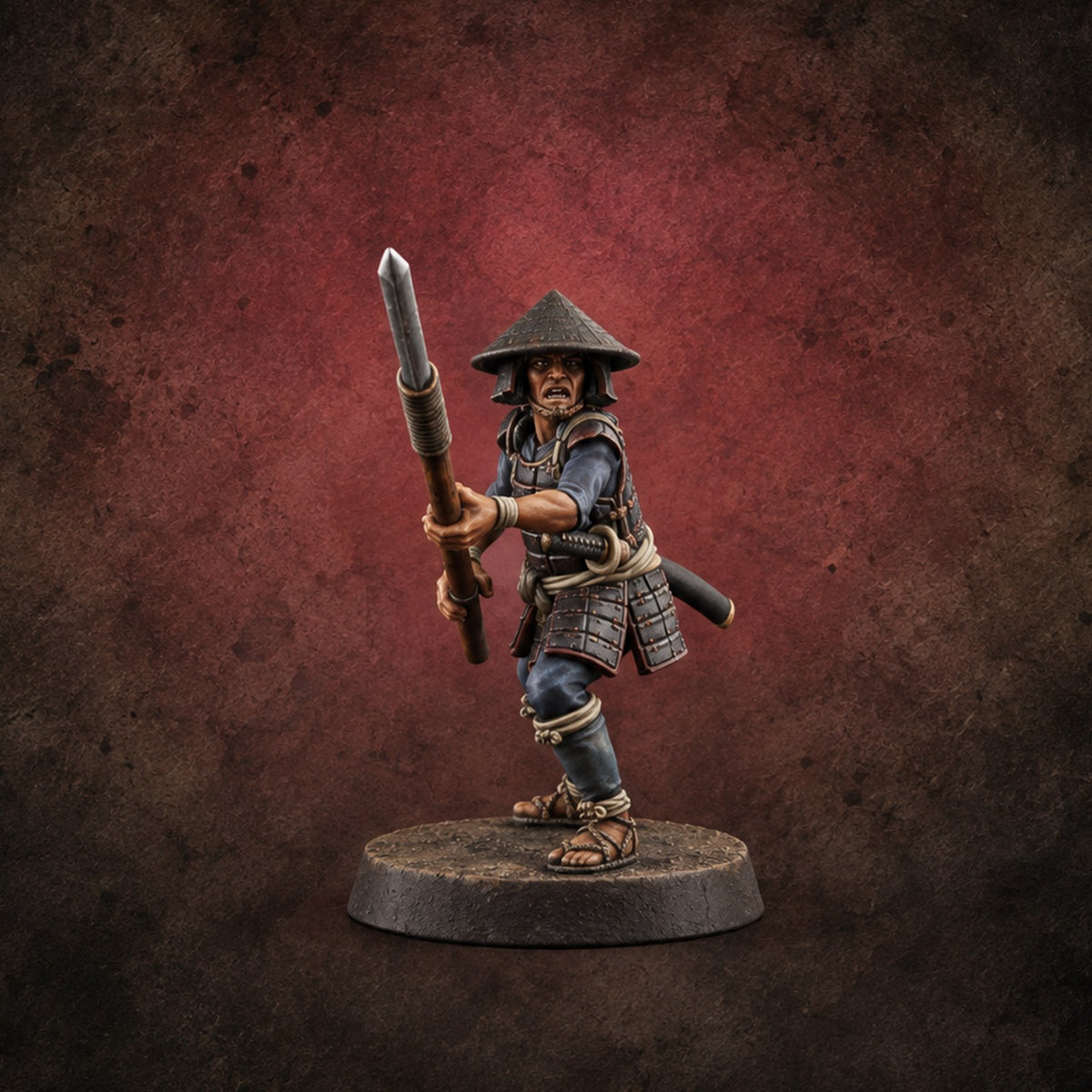 Digging In Human Ashigaru Spearman E — painted concept preview (miniature supplied unpainted)