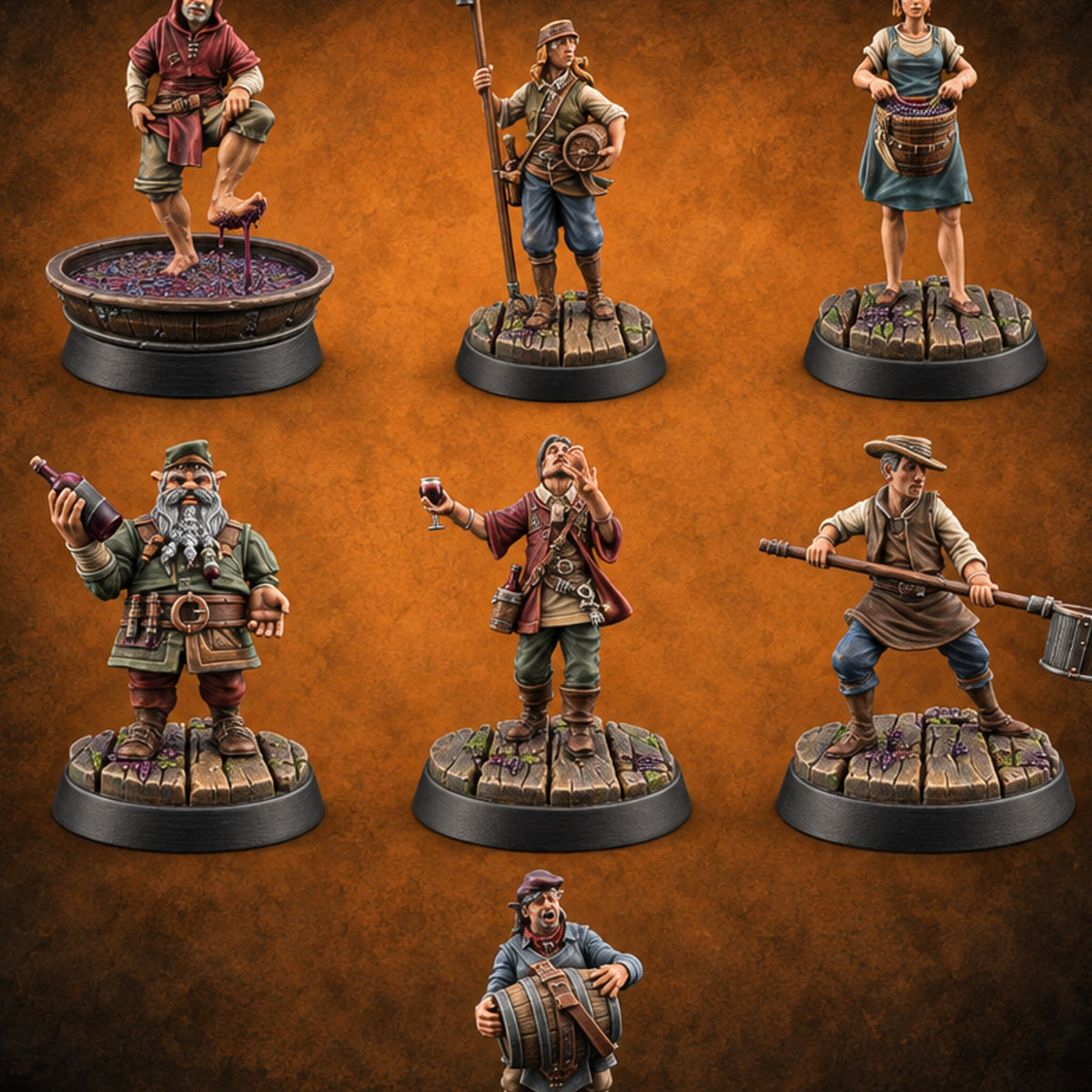 Stomped, Sipped and Sold Human Winemakers — painted concept preview (miniature supplied unpainted)