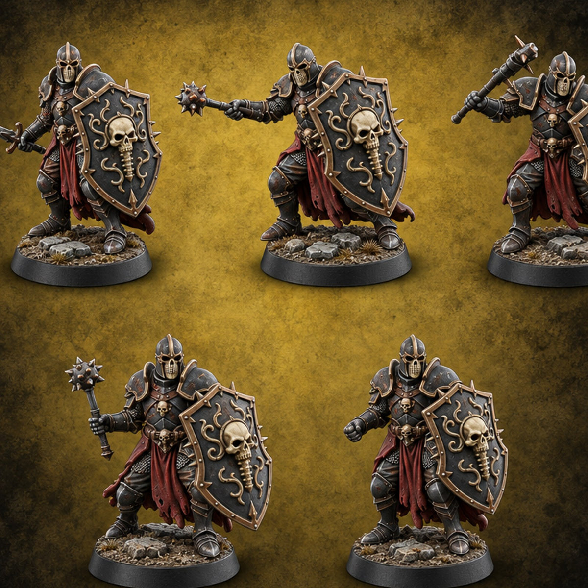Oaths Outlived Death Knight Shield Warriors — painted concept preview (miniature supplied unpainted)