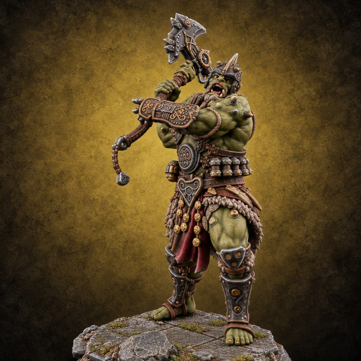 Fur Kilts Orc Berserker E — painted concept preview (miniature supplied unpainted)
