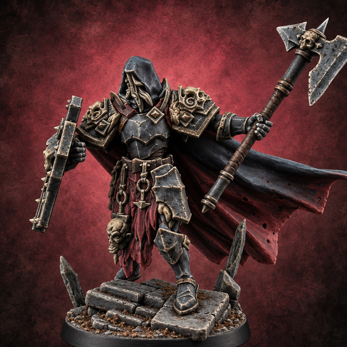 Oaths Broken Death Knight A — painted concept preview (miniature supplied unpainted)