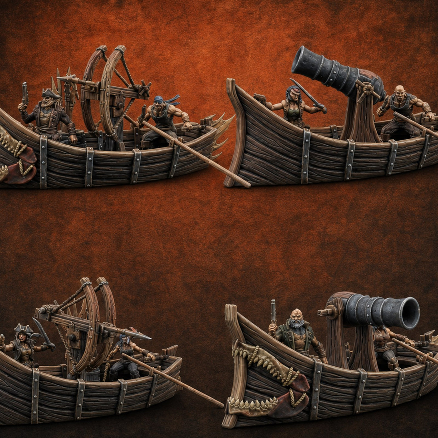 Broadside Ready Human Reaver Skiff Crews Miniature for Dungeons and Dragons, Pathfinder or other TTRPGs