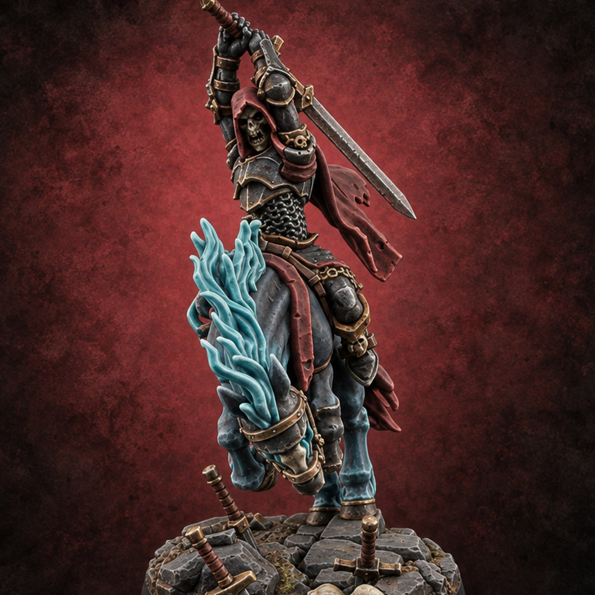 Hooves Strike Sparks, Vows Stay Broken Death Knight Rider B — painted concept preview (miniature supplied unpainted)