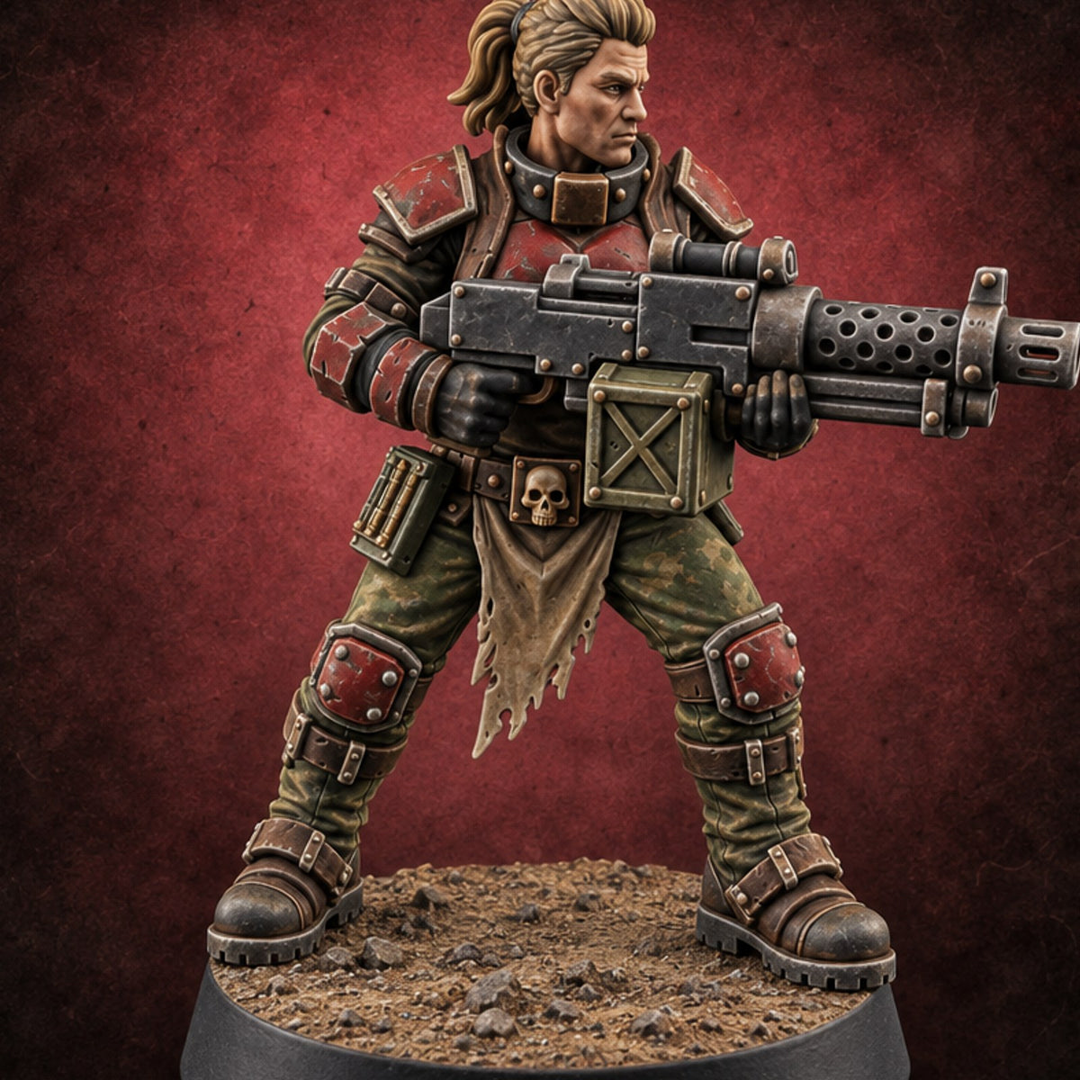 Reload Is for Later Human Heavy Gunner Raider D — painted concept preview (miniature supplied unpainted)