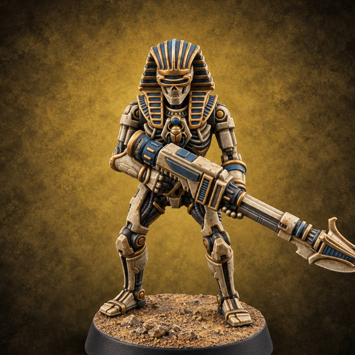 Sandstorm Protocol Warforged Scarab Soldier D — painted concept preview (miniature supplied unpainted)