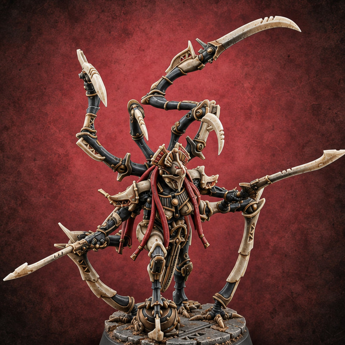 Looks Down on Everyone Retriever Blade-Legged Construct — painted concept preview (miniature supplied unpainted)