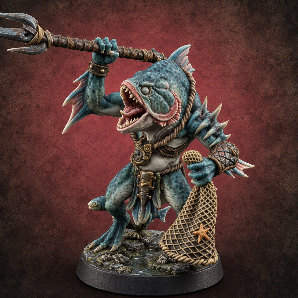 Madness Comes in Shoals Kuo-toa Tide Raider C — painted concept preview (miniature supplied unpainted)