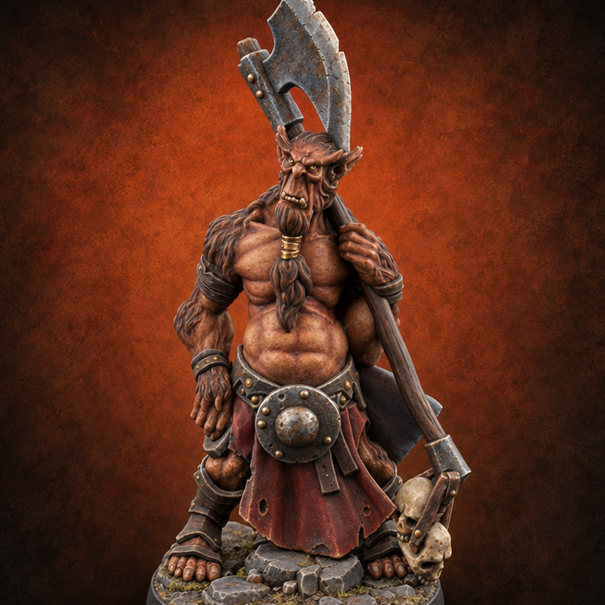 Heavy Hands Bugbear Warrior C — painted concept preview (miniature supplied unpainted)