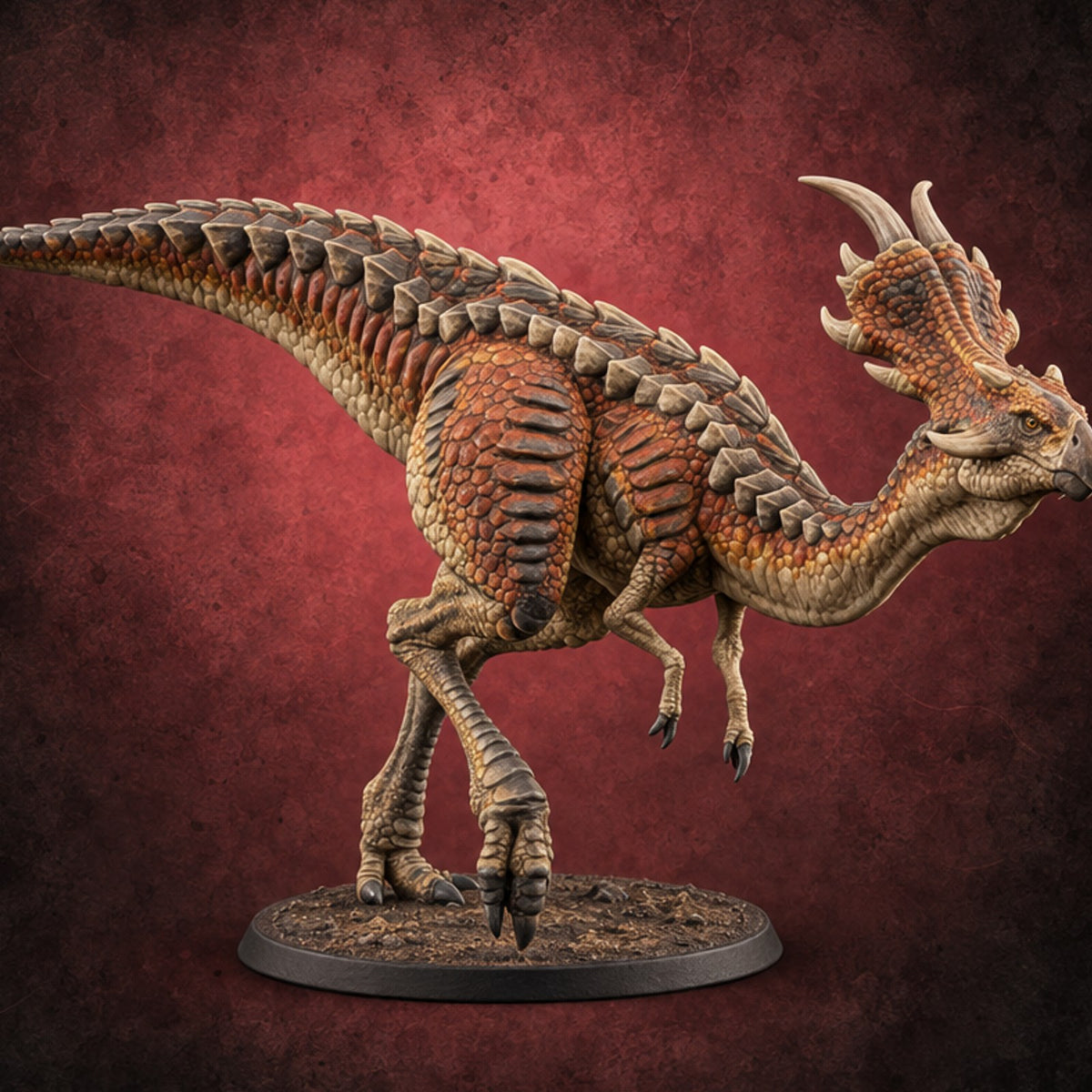 Long Necks, Short Tempers Ceratopsian Dinosaur A — painted concept preview (miniature supplied unpainted)