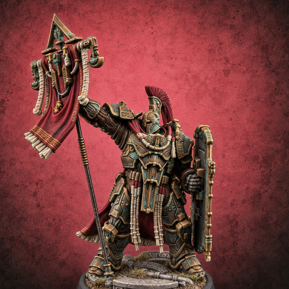 Holding the Line Myrmidon Shieldbearer K — painted concept preview (miniature supplied unpainted)