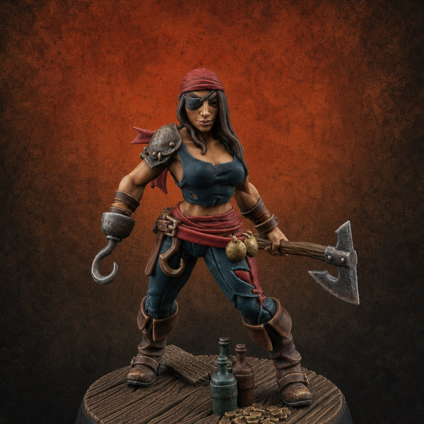 Standing Her Ground Human Pirate Miniature for Dungeons and Dragons, Pathfinder or other TTRPGs