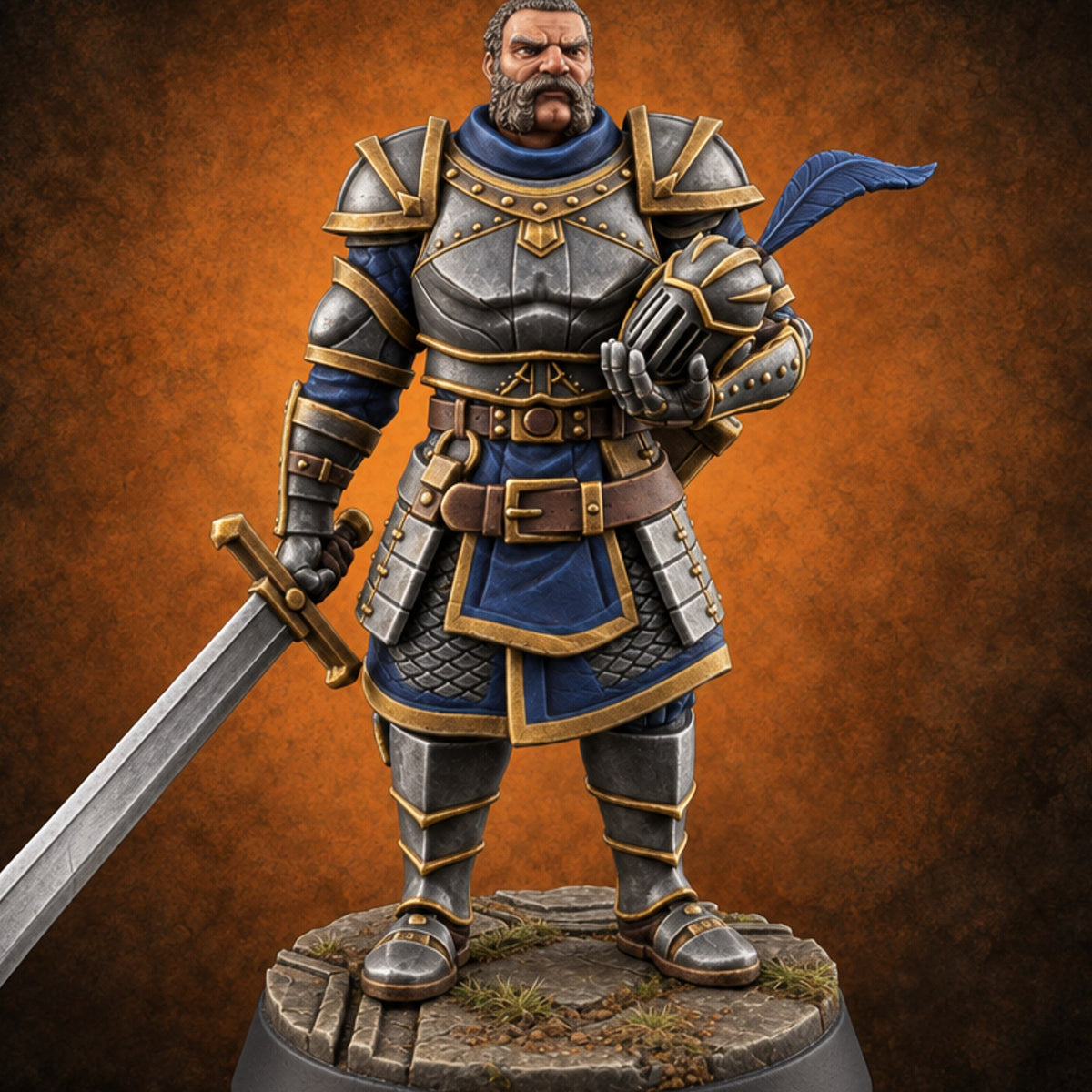 Helm Off, Helm On, Helm Down Human Royal Guard A — painted concept preview (miniature supplied unpainted)