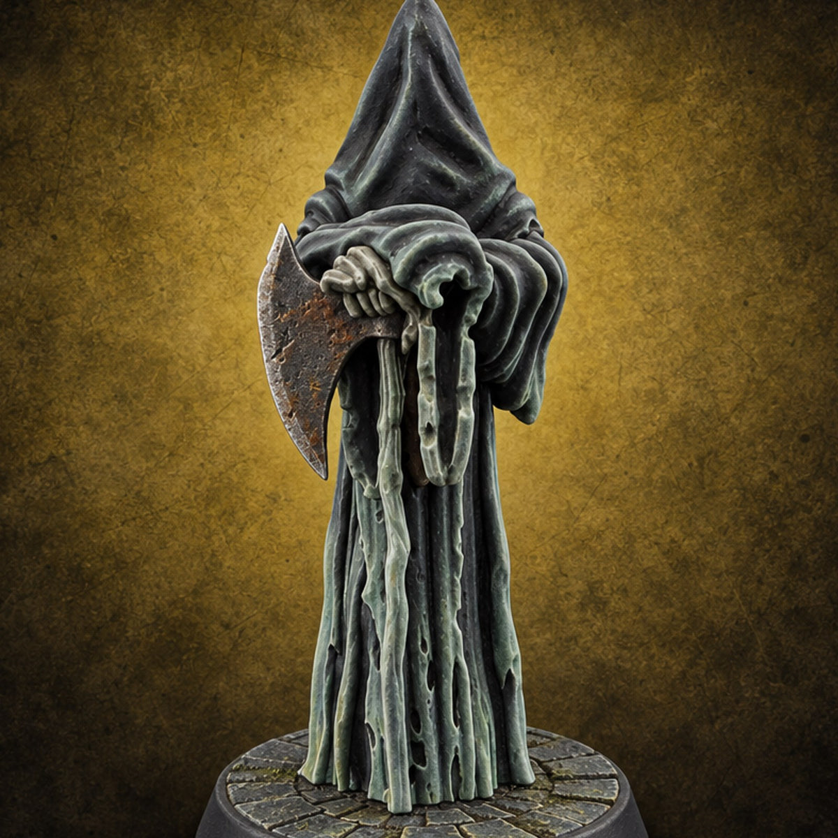 Executioner's Hood Stays Up Wraith Axe Executioner B — painted concept preview (miniature supplied unpainted)