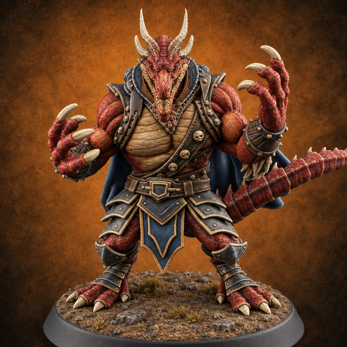 Spellclaws Spread Dragonborn Champion — painted concept preview (miniature supplied unpainted)
