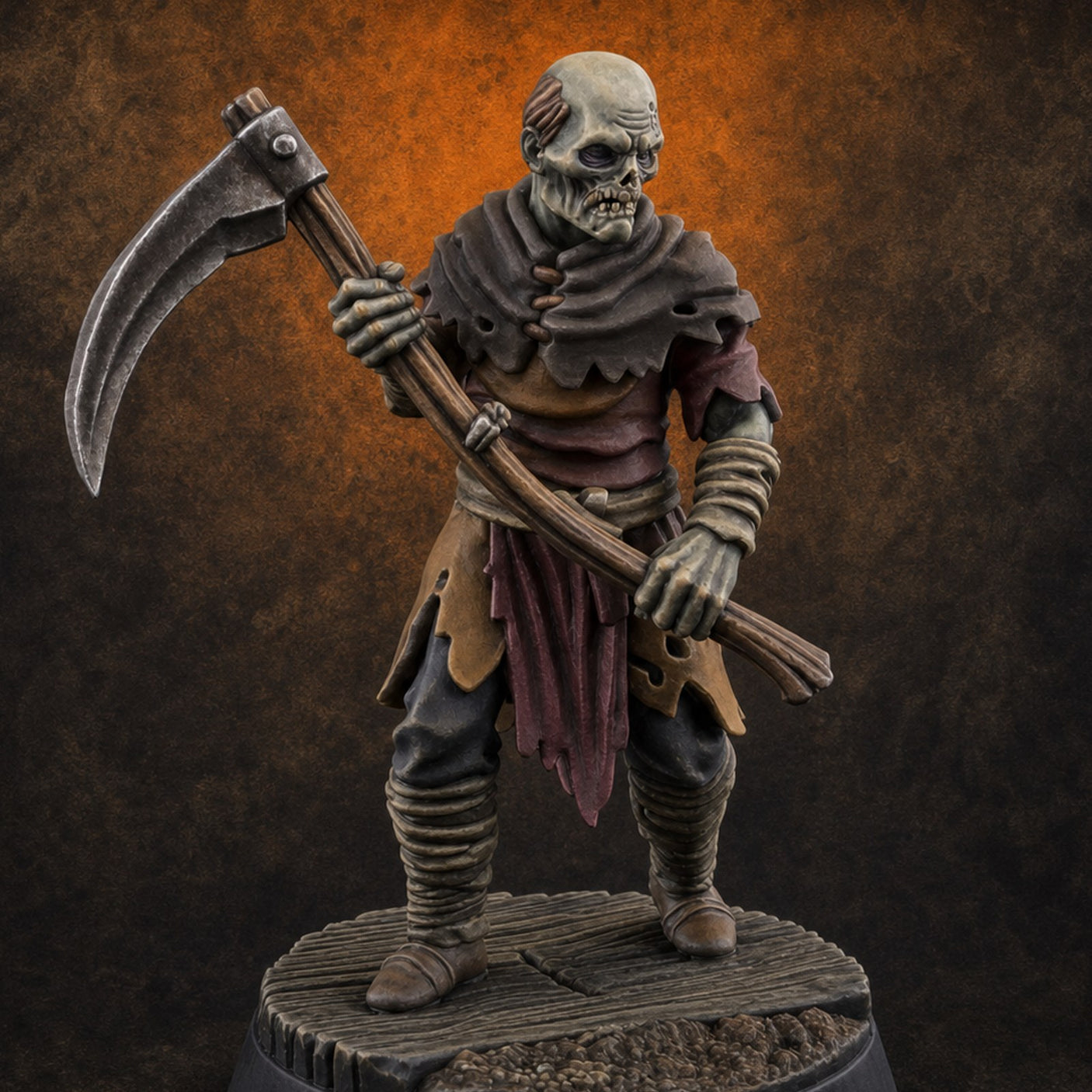 Raising a Ruckus Zombie Villager C — painted concept preview (miniature supplied unpainted)