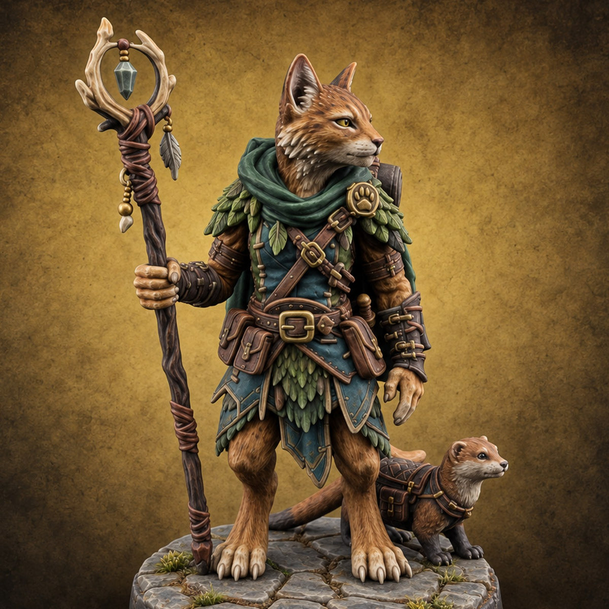 One Trail, Two Sets of Paws Tabaxi Beast Master — painted concept preview (miniature supplied unpainted)