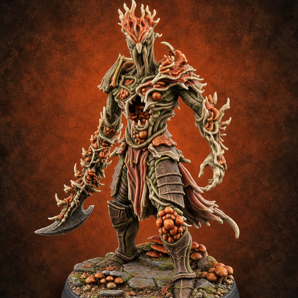Blade Arm Grown, Not Forged Myconid Champion — painted concept preview (miniature supplied unpainted)