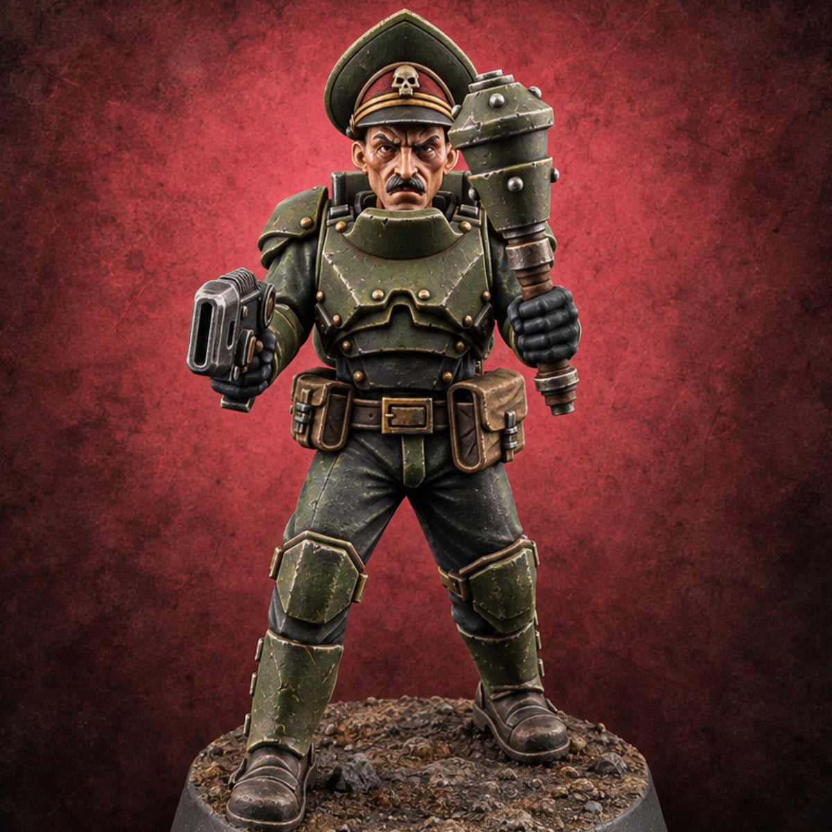 Breathe Easy, Fight Hard Human Gas-Masked Soldier E — painted concept preview (miniature supplied unpainted)