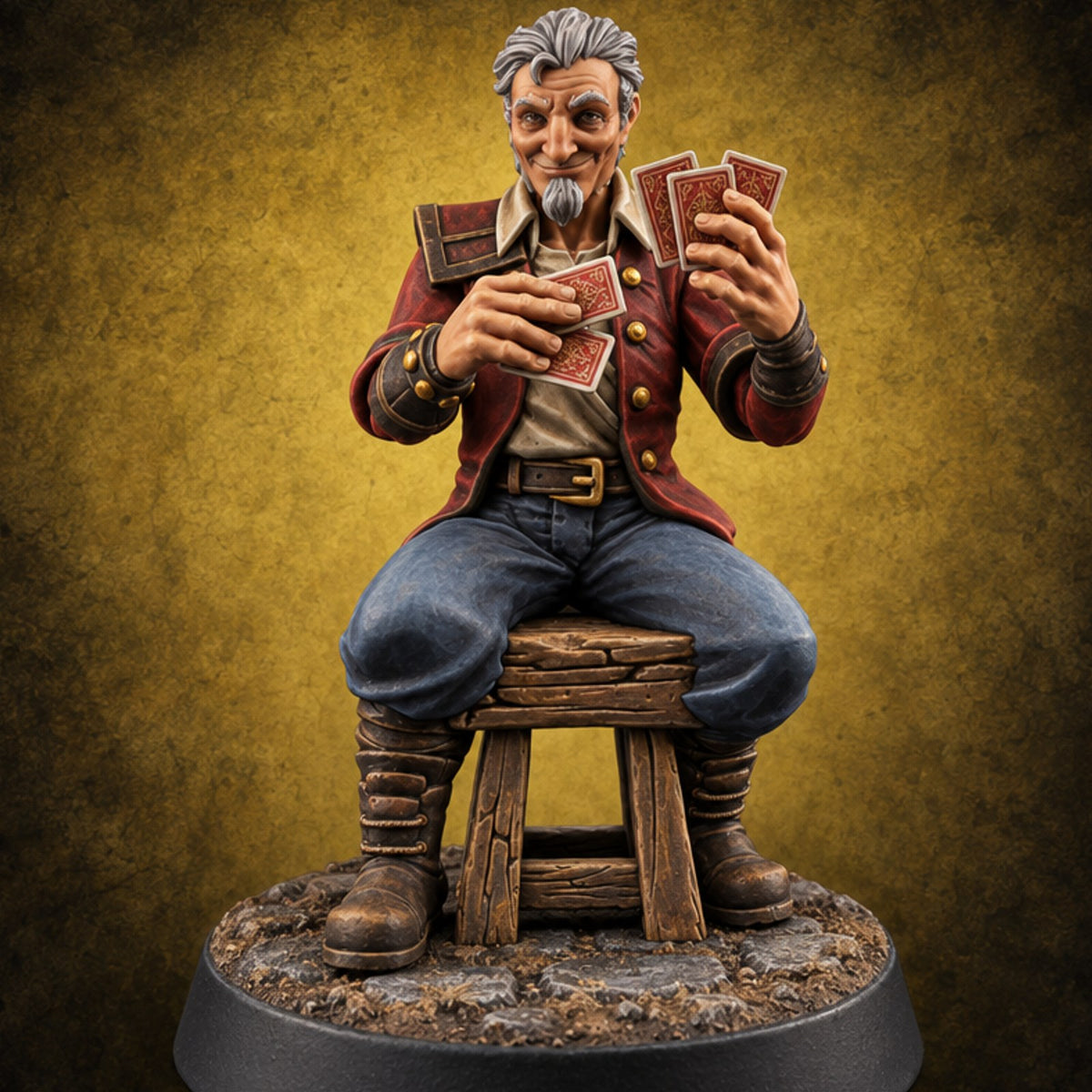 Nobody Trusts the Dealer Card Player A — painted concept preview (miniature supplied unpainted)