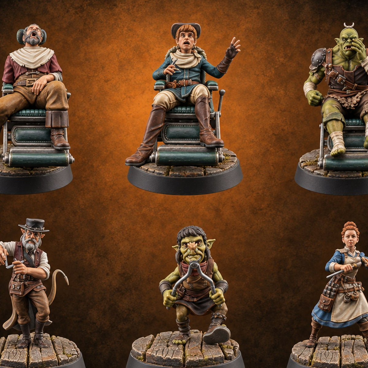 This Won't Hurt a Bit Human Dentists and Patients — painted concept preview (miniature supplied unpainted)