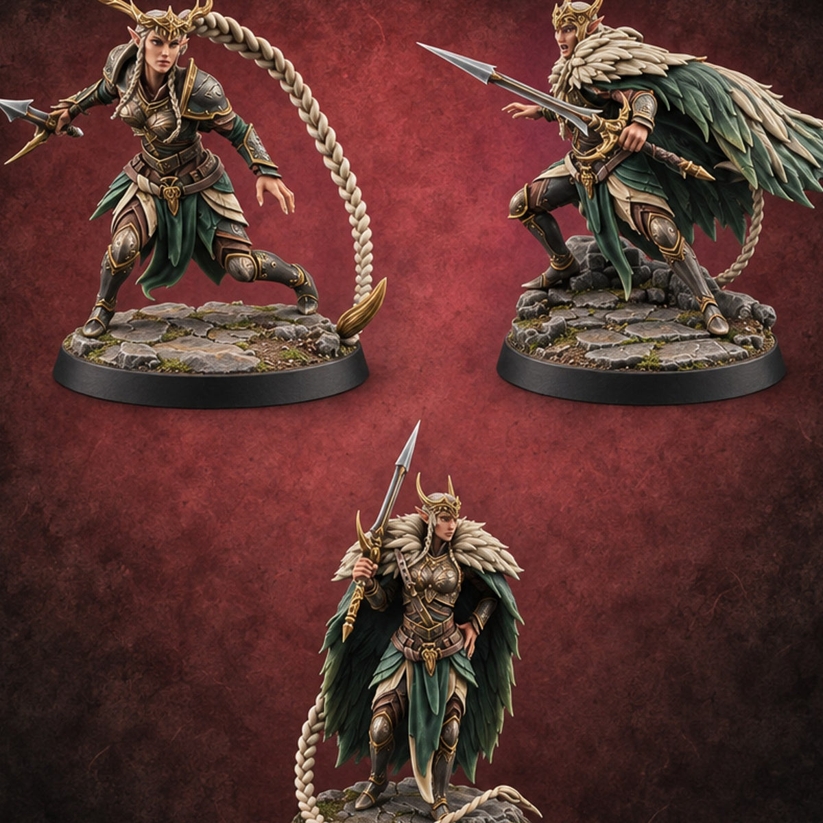 Braid Cracks Like a Whip Elf Sentinel Swordswomen — painted concept preview (miniature supplied unpainted)