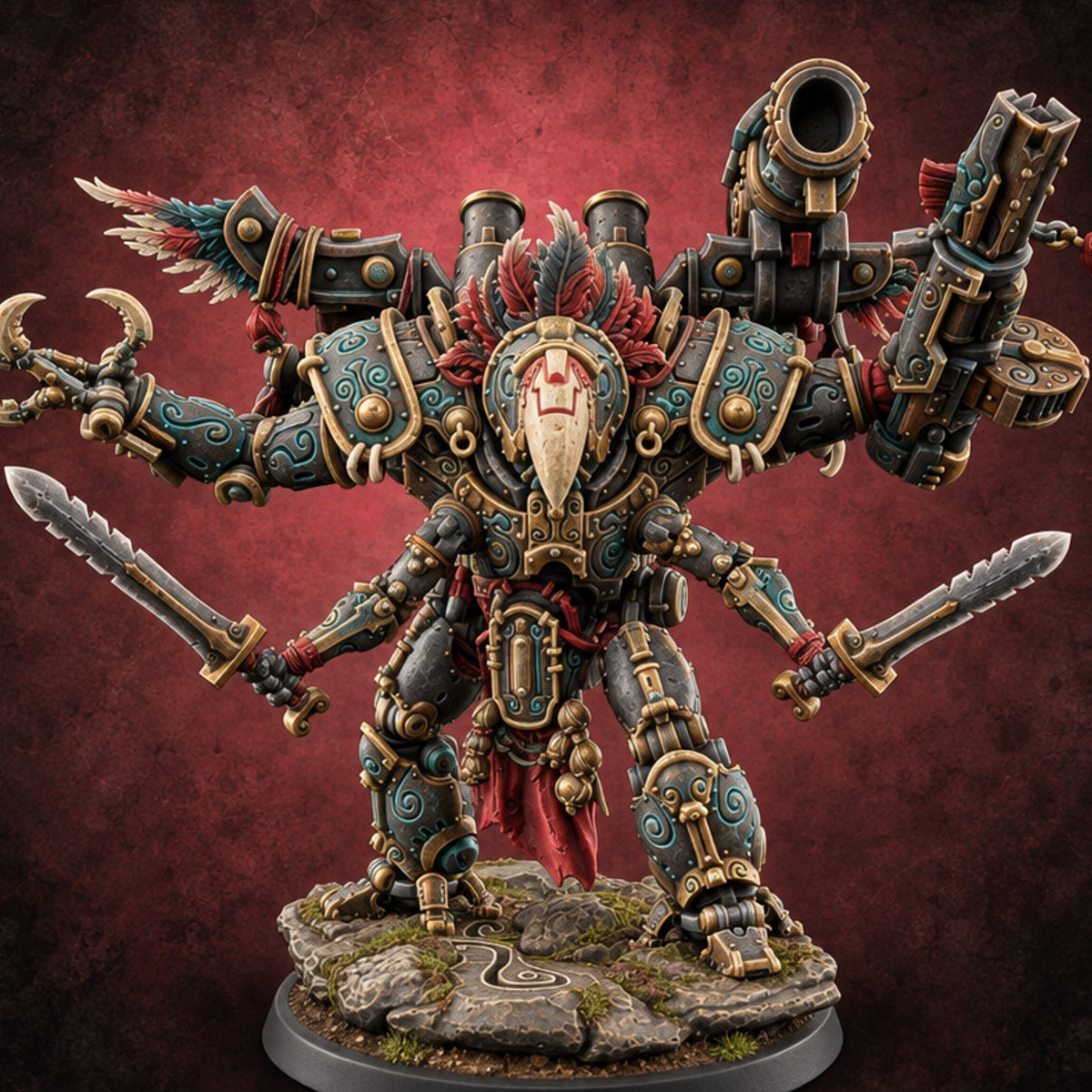Total Overkill Warforged Titan Totem Walker A — painted concept preview (miniature supplied unpainted)