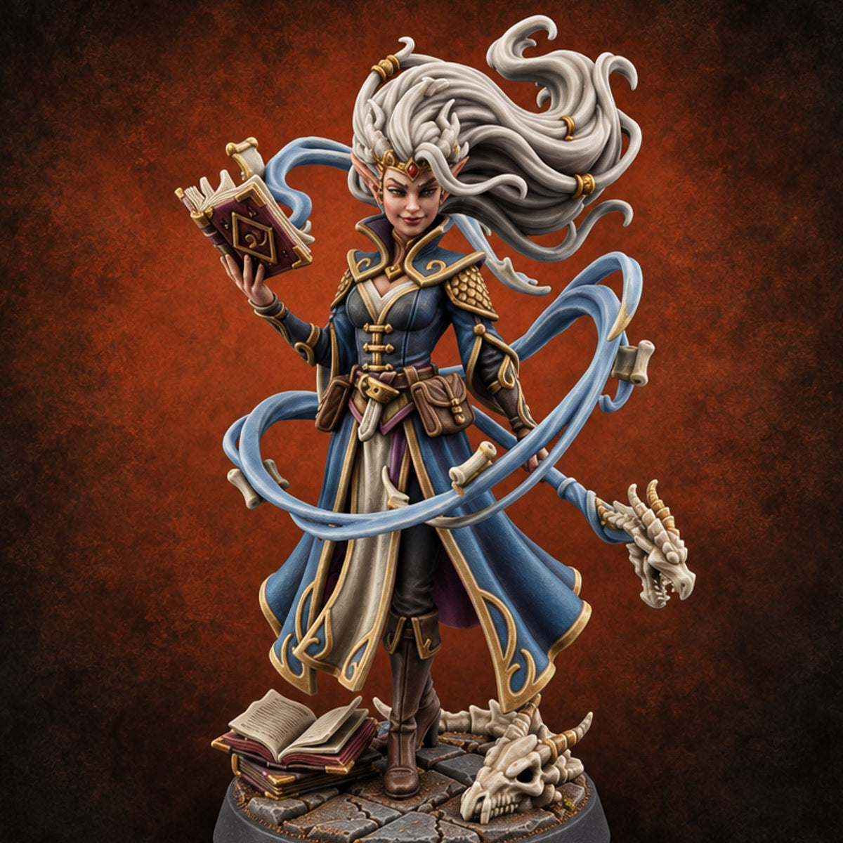 Dragon Bones Make Good Bookends Elf Sorceress — painted concept preview (miniature supplied unpainted)