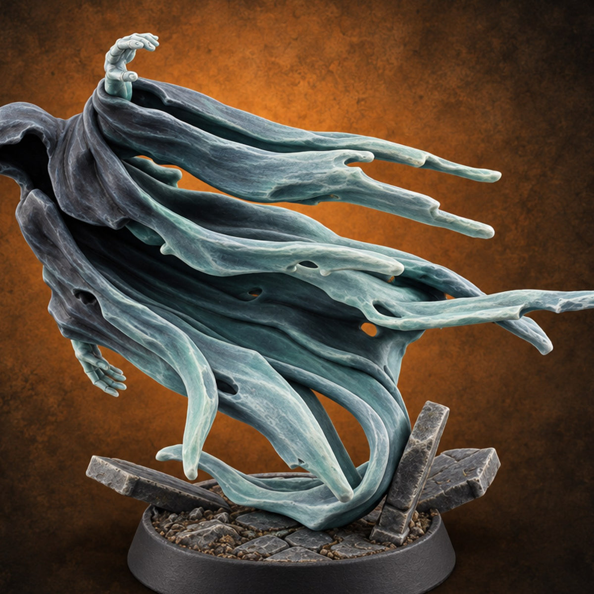 Hood Up, Arms Out Ghost Spirit A — painted concept preview (miniature supplied unpainted)