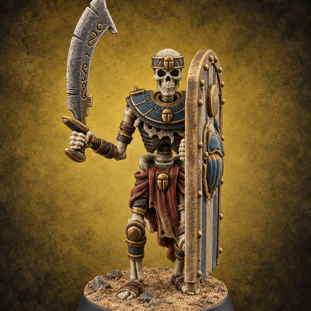 Dust and Sandstone Silence Skeleton Warrior A — painted concept preview (miniature supplied unpainted)