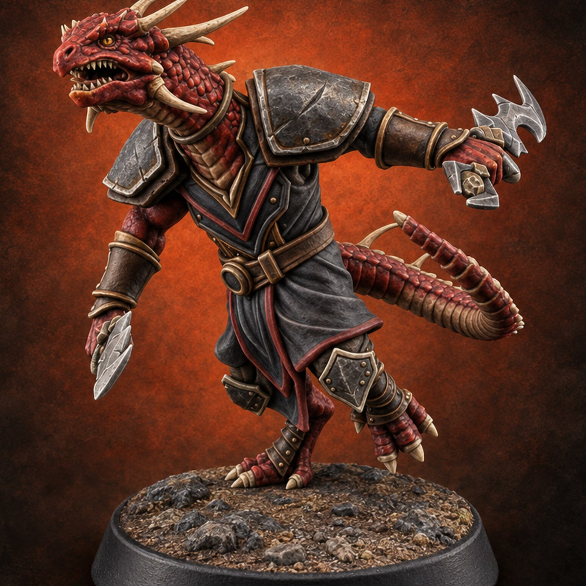 Edge Hidden Dragonborn Assassin — painted concept preview (miniature supplied unpainted)