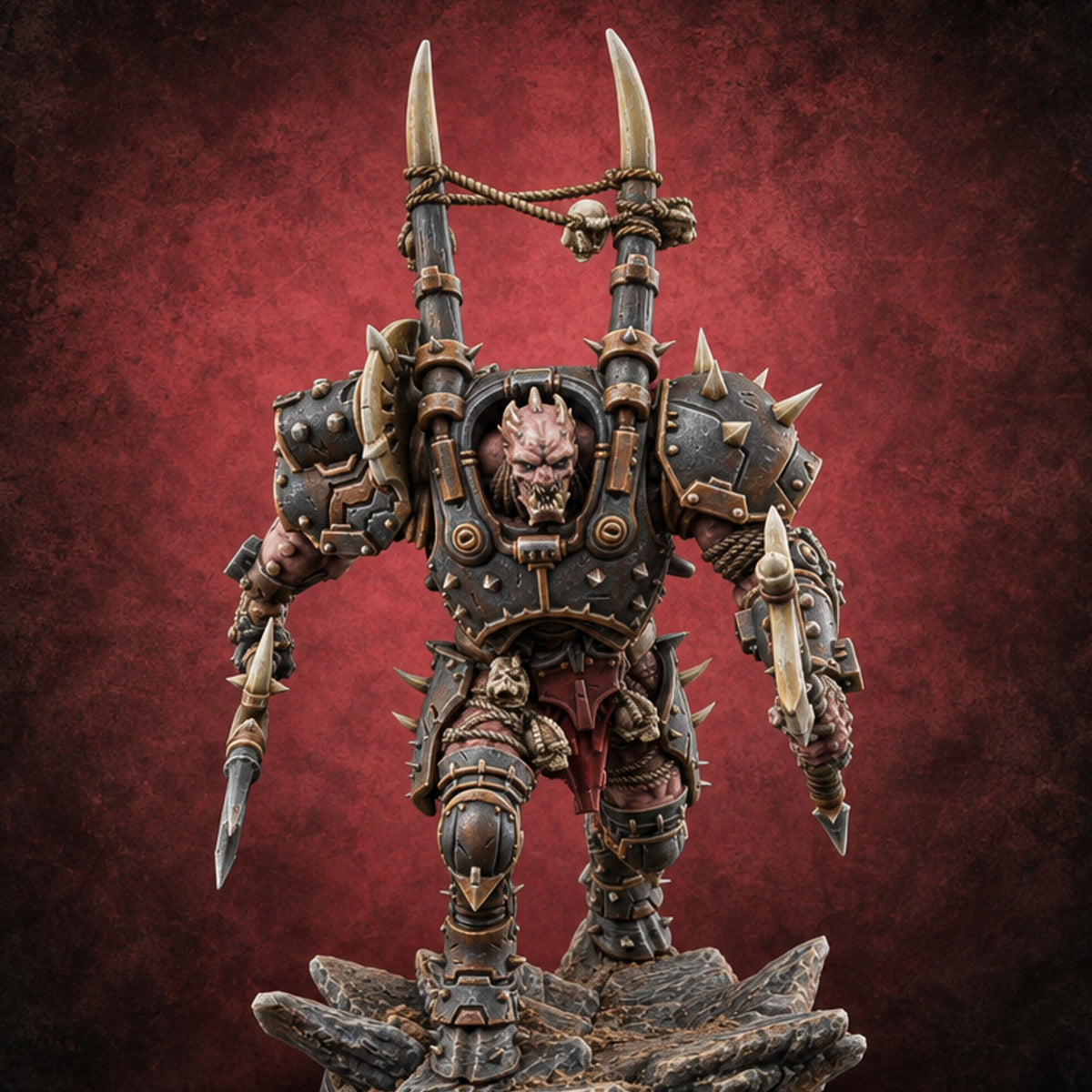 Heavy Metal, Heavier Hands Ogre Armoured Brute D — painted concept preview (miniature supplied unpainted)
